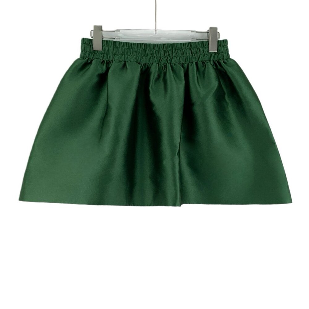 JW0486 Valentino dark green mulberry silk elastic waist casual tutu skirt 40 yar